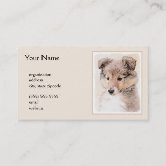 Shetland Sheepdog Puppy Painting Original Dog Art Business Card