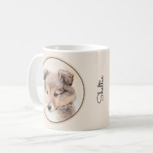 Shetland Sheepdog Puppy Painting Original Dog Art Coffee Mug