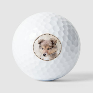 Shetland Sheepdog Puppy Painting Original Dog Art Golf Balls