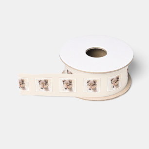 Shetland Sheepdog Puppy Painting Original Dog Art Grosgrain Ribbon