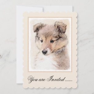 Shetland Sheepdog Puppy Painting Original Dog Art Invitation
