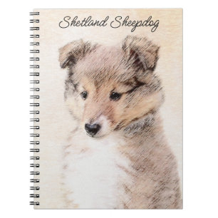 Shetland Sheepdog Puppy Painting Original Dog Art Notebook