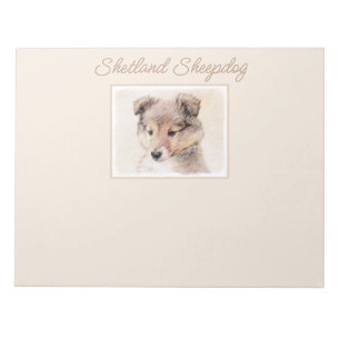 Shetland Sheepdog Puppy Painting Original Dog Art  Notepad