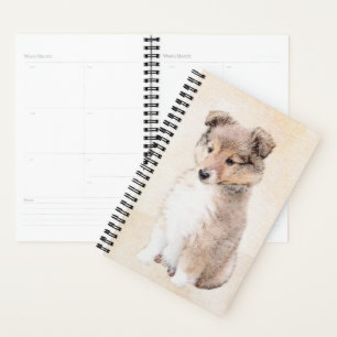 Shetland Sheepdog Puppy Painting Original Dog Art Planner