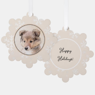 Shetland Sheepdog Puppy Painting Original Dog Art Tree Decoration Card
