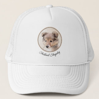 Shetland Sheepdog Puppy Painting Original Dog Art Trucker Hat