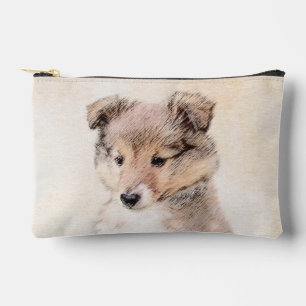 Shetland Sheepdog Puppy Painting Sheltie Dog Art Accessory Pouch
