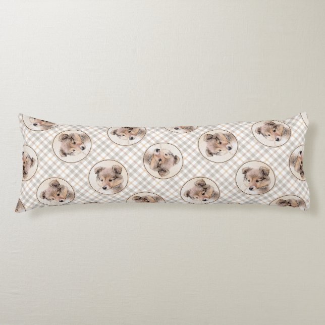 Shetland Sheepdog Puppy Painting Sheltie Dog Art Body Cushion (Front)