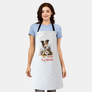 Shetland Sheepdog Puppy Pet Watercolor Flower Apron