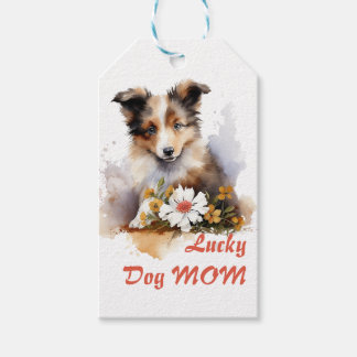 Shetland Sheepdog Puppy Pet Watercolor Flower Gift Tags