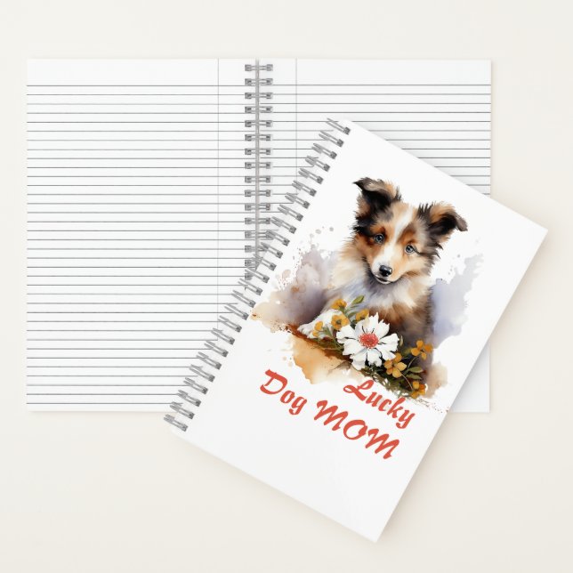 Shetland Sheepdog Puppy Pet Watercolor Flower Notebook (Inside)