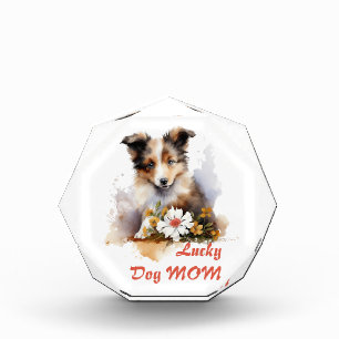 Shetland Sheepdog Puppy Pet Watercolor Flower Photo Block