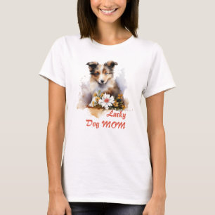 Shetland Sheepdog Puppy Pet Watercolor Flower T-Shirt