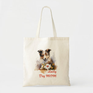 Shetland Sheepdog Puppy Pet Watercolor Flower Tote Bag