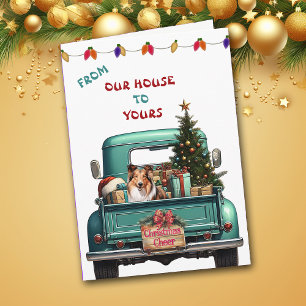 Shetland Sheepdog Retro Farm Truck Christmas Card