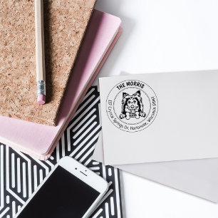 Shetland Sheepdog Return Address Family Rubber Stamp