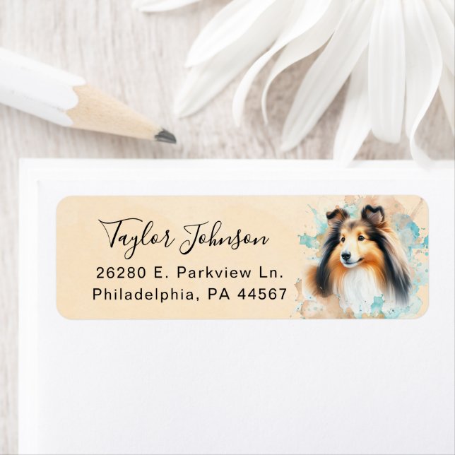 Shetland Sheepdog Return Address Label (Insitu)
