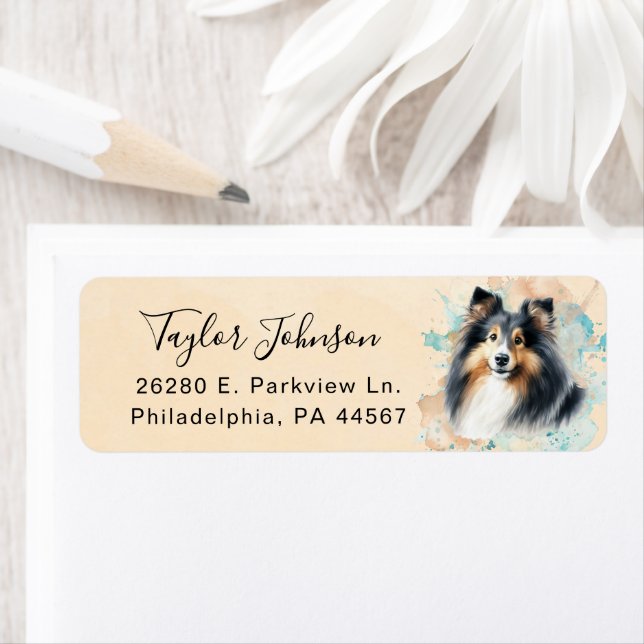 Shetland Sheepdog Return Address Label (Insitu)