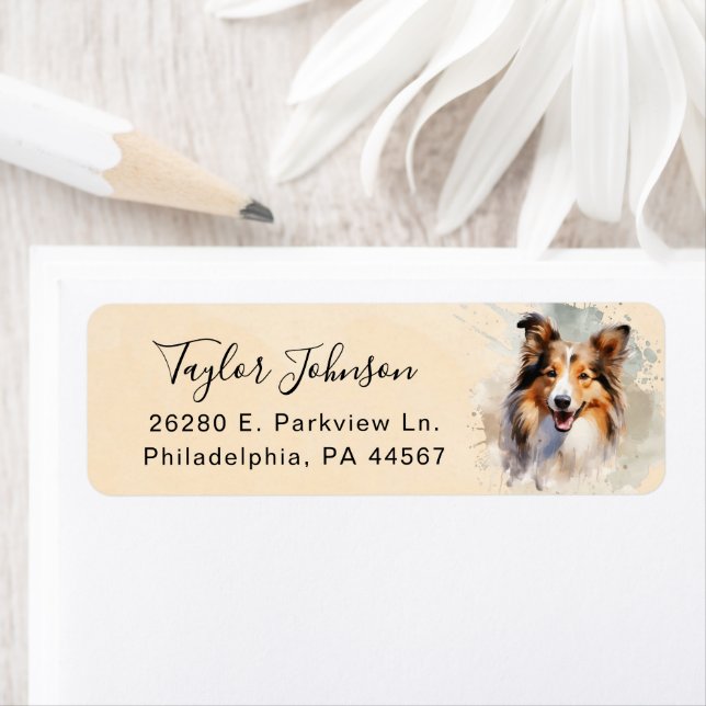 Shetland Sheepdog Return Address Label (Insitu)