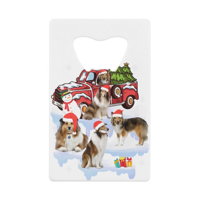 Shetland sheepdog riding xmas merry christmas dog (Front)