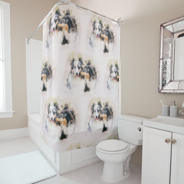 Shetland Sheepdog/ Rough Collie Shower Curtain (In Situ)