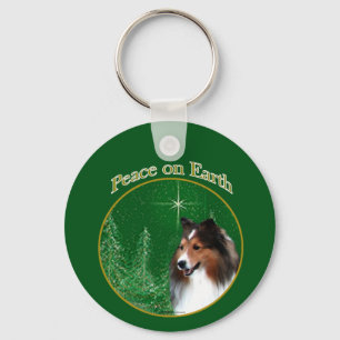 Shetland Sheepdog (sable) Peace Key Ring