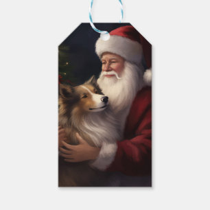 Shetland Sheepdog Santa Claus Festive Christmas Gift Tags