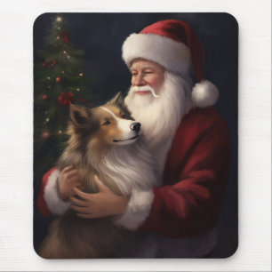 Shetland Sheepdog Santa Claus Festive Christmas Mouse Mat