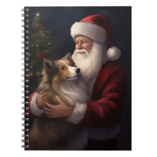 Shetland Sheepdog Santa Claus Festive Christmas Notebook