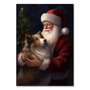 Shetland Sheepdog Santa Claus Festive Christmas Table Number