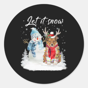 Shetland Sheepdog Santa Dog Christmas Snowman Xmas Classic Round Sticker