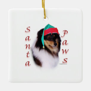 Shetland Sheepdog Santa Paws Ceramic Ornament