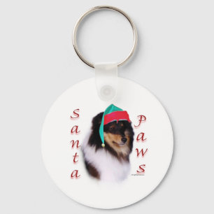 Shetland Sheepdog Santa Paws Key Ring