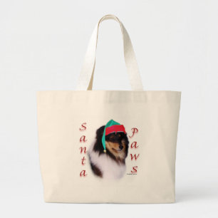 Shetland Sheepdog Santa Paws Large Tote Bag