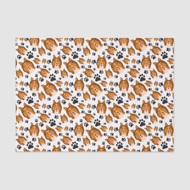 Shetland Sheepdog Scotland Sheltie Dog Puppy Paws Tissue Paper (Front)