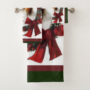 Shetland Sheepdog Sheltie Christmas Bath Towel Set
