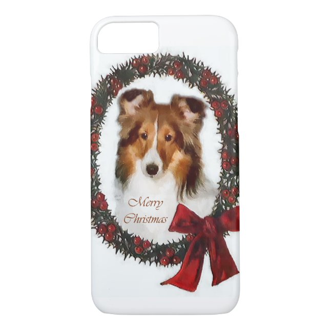 Shetland Sheepdog Sheltie Christmas Case-Mate iPhone Case (Back)