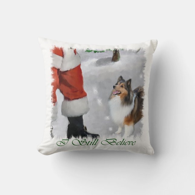 Shetland Sheepdog Sheltie Christmas Cushion (Front)