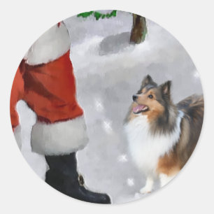 Shetland Sheepdog Sheltie Christmas Gifts Classic Round Sticker