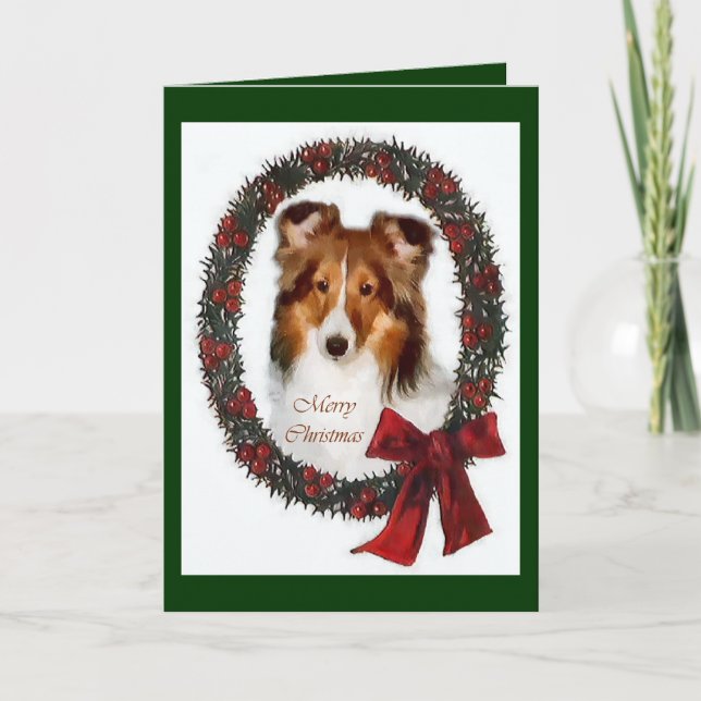 Shetland Sheepdog Sheltie Christmas Gifts Holiday Card (Front)