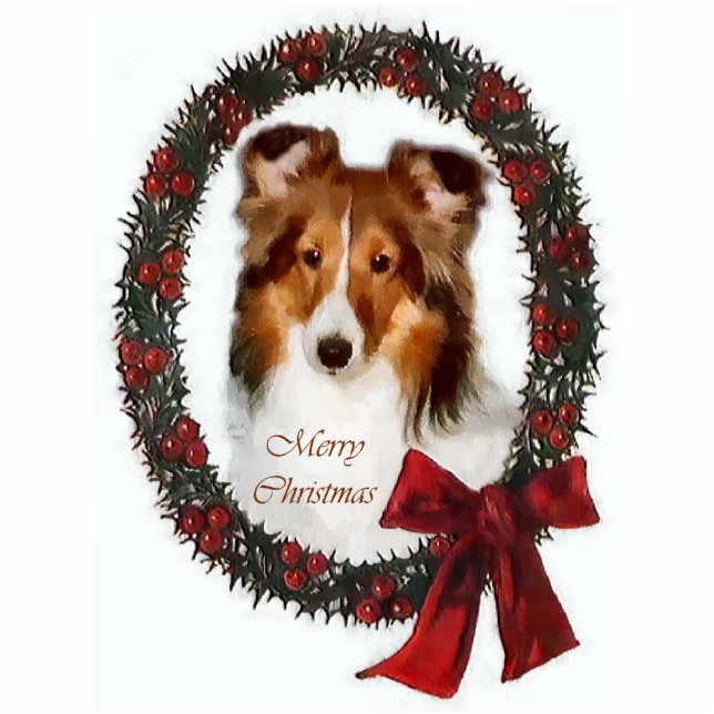 Shetland Sheepdog Sheltie Christmas Gifts Photo Sculpture Decoration (Front)
