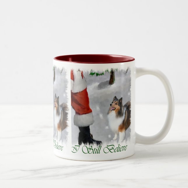 Shetland Sheepdog Sheltie Christmas Gifts Two-Tone Coffee Mug (Right)