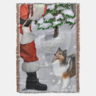 Shetland Sheepdog Sheltie Christmas Throw Blanket
