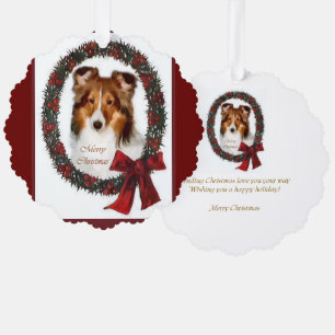 Shetland Sheepdog Sheltie Christmas  Tree Decoration Card