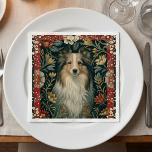 Shetland Sheepdog Sheltie Cottagecore Vintage Napkin