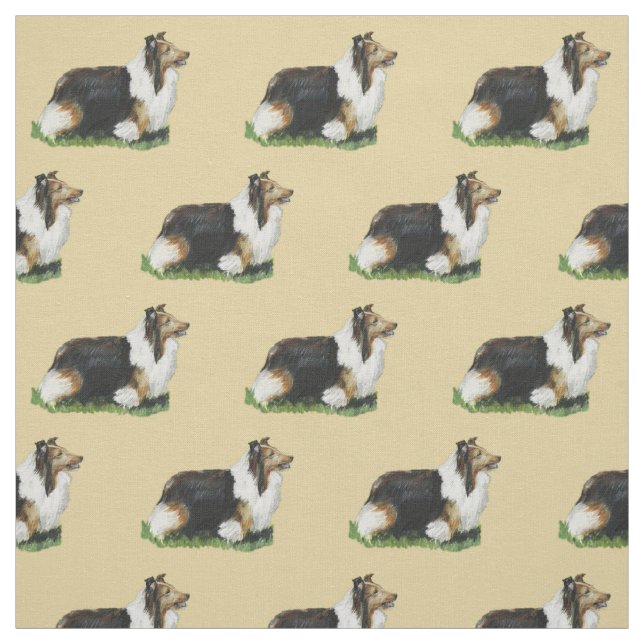 Shetland Sheepdog Sheltie Dog Art Fabric (Swatch)