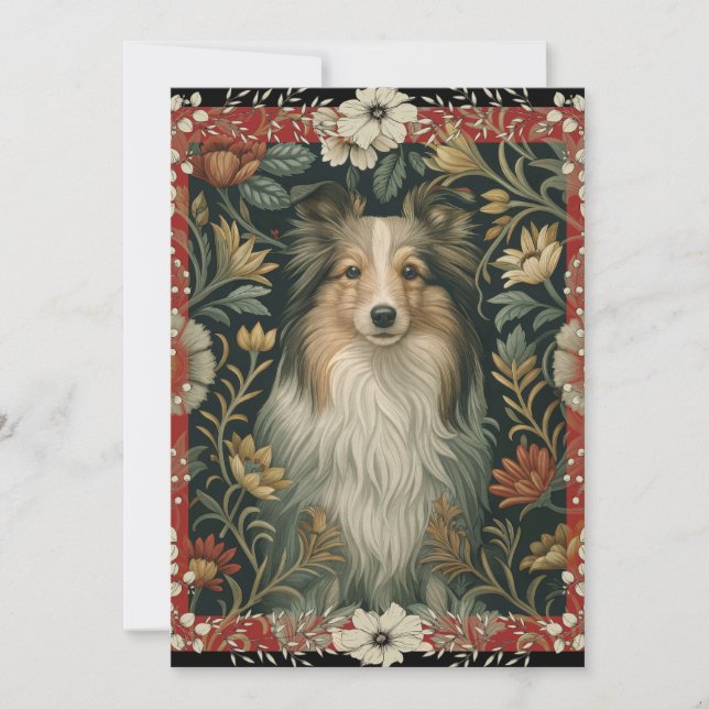 Shetland Sheepdog Sheltie Garden Tapestry Invites (Front)