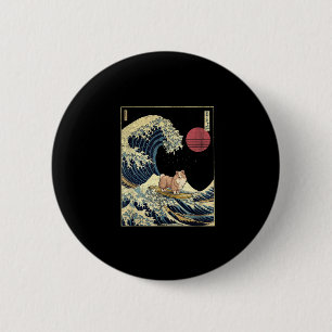 Shetland Sheepdog Sheltie Japanese Kanagawa Wave F 6 Cm Round Badge