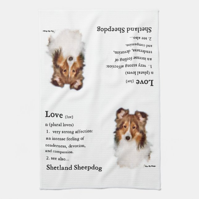 Shetland Sheepdog Sheltie Lovers Gifts Tea Towel (Vertical)