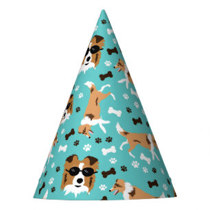 Shetland Sheepdog Shelties Pawprint Pattern Party Hat